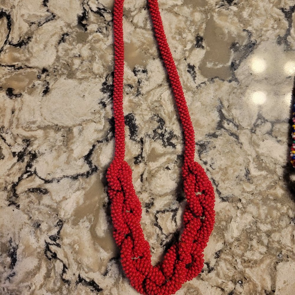 J Crew NWT Seed Bead Lot - 3 Necklaces - Red, Blue, Multicolor - Picture 4 of 4